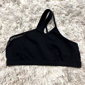 Bombshell Sportswear Asymmetrical Sports Bra in Black